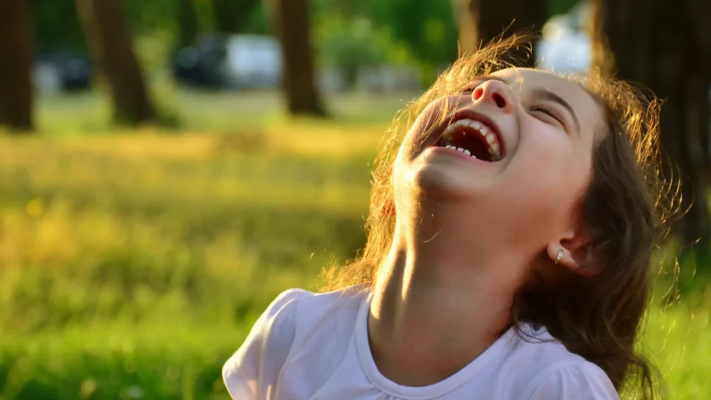 Girl Laughing Loud After Listening Thursday Jokes