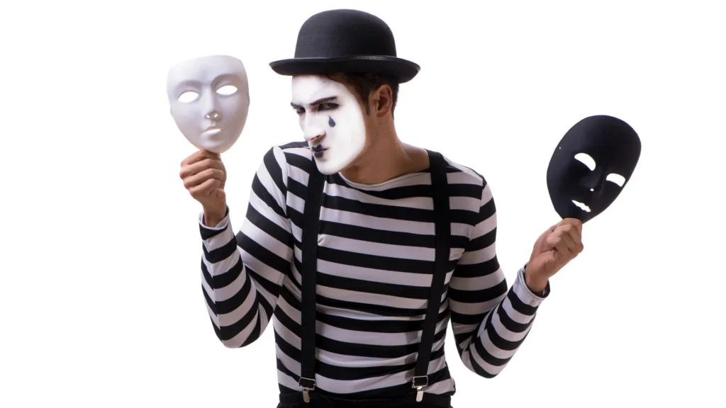 Mime Choosing different masks to perform